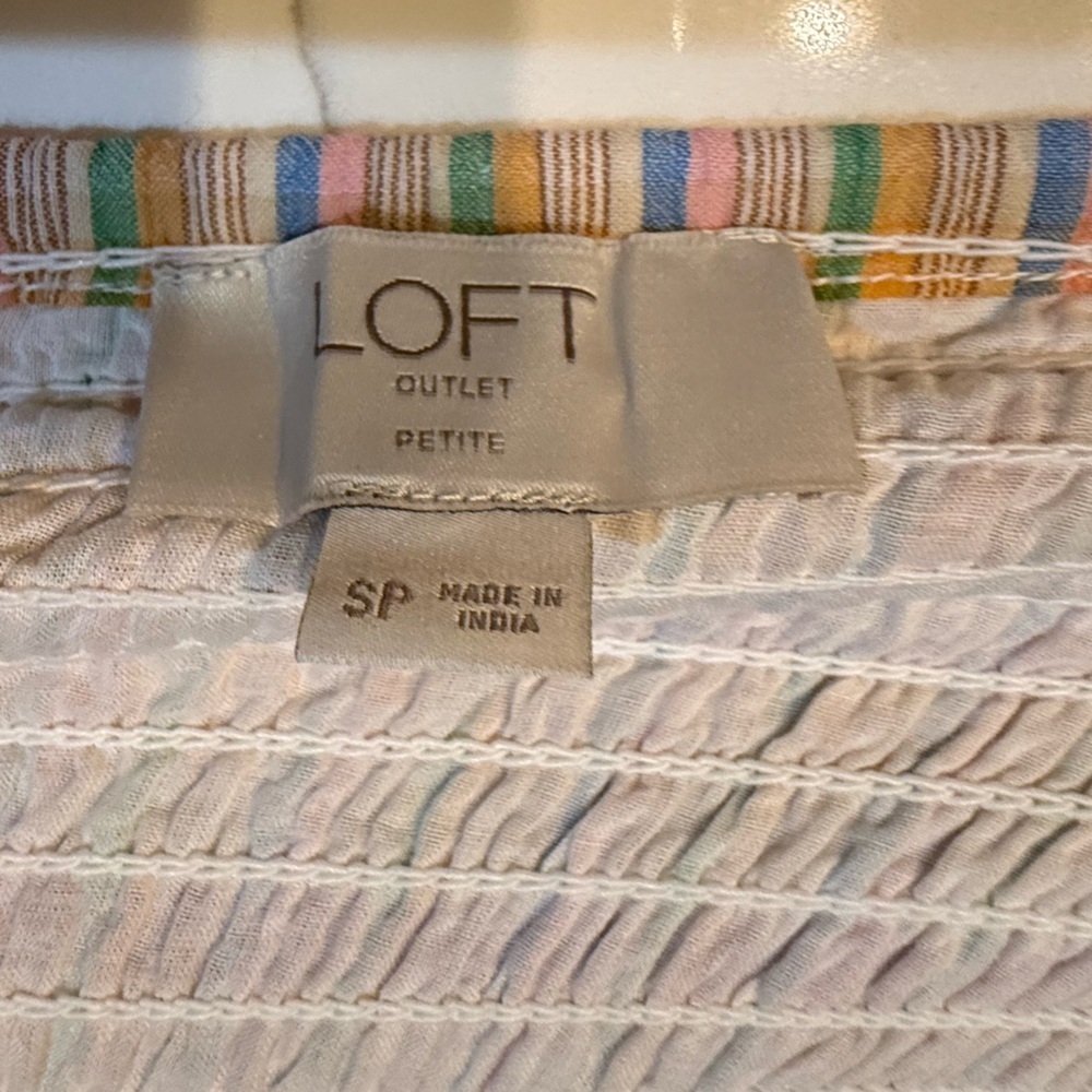 LOFT Tan Sundress with Square Neck and Flutter Sleeves - Picture 2 of 6